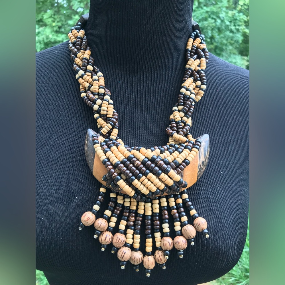 Vintage Wooden Beaded Necklace